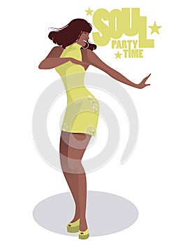 Beautiful dancer and soul singer in the style of the sixties