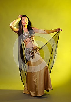 Beautiful dancer woman in bellydance costume