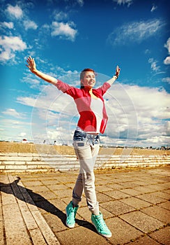 Beautiful dancing girl in movement