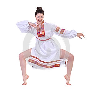 Beautiful dancing girl in ukrainian polish