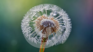 Beautiful dandelion close-up springtime transparent delicate fragility