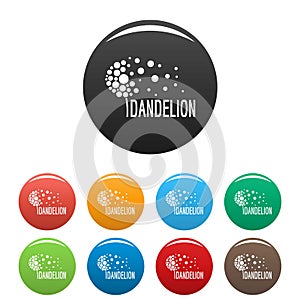 Beautiful dandelion logo icons set color vector