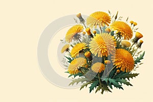 Beautiful dandelions. Space for text.