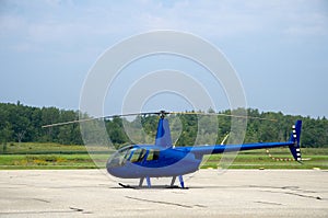 Beautiful Dark Blue Helicopter on Ground