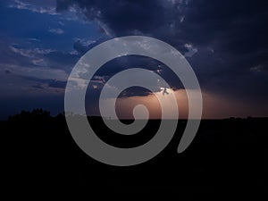 Beautiful dark clouds, sunset scenery view, night sky background, nature photography, natural scenic wallpaper