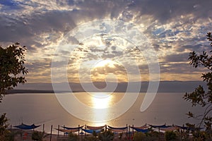 Beautiful dawn over the Dead Sea, Israel