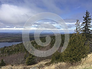 A beautiful day in Bar Harbor Maine on top of Cadillac Mountain located in Acadia National Park.