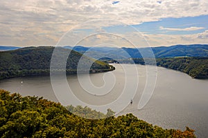 A beautiful day on the Edersee Reservoir in Hesse, Germany.