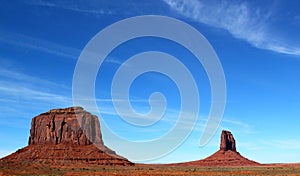 Beautiful day in Monument Valley on the border between Arizona and Utah in United States - Merrick Butte