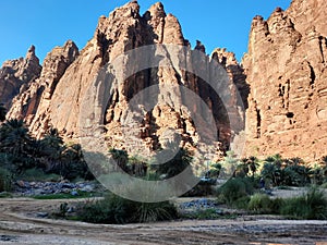 Beautiful daytime view of Wadi Al Disah in Tabuk, Saudi Arabia. photo