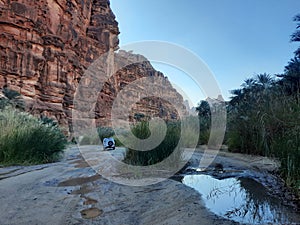 Beautiful daytime view of Wadi Al Disah in Tabuk, Saudi Arabia. photo