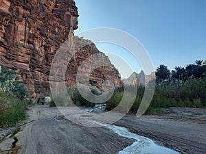 Beautiful daytime view of Wadi Al Disah in Tabuk, Saudi Arabia. photo