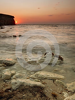 Beautiful decline on the sea coast. Landscape