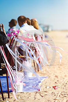 Beautiful decor at a wedding ceremony on the beach