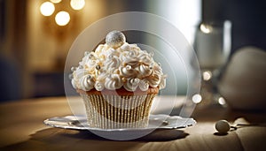 Beautiful decorated cupcake looking tasty and delicious. Generative AI illustrations