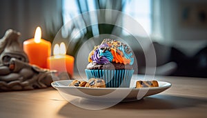 Beautiful decorated cupcake looking tasty and delicious. Generative AI illustrations