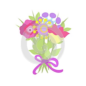 Beautiful decorative bouquet vector illustration. Bouquet of flowers in graphic style.