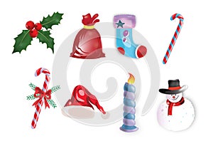 Beautiful decorative christmas elements set design