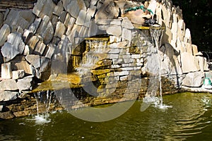 Beautiful decorative garden stone waterfall pond