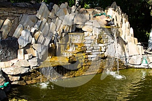 Decorative garden stone waterfall pond