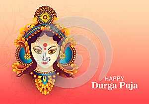 Beautiful decorative happy durga puja indian festival card background