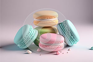 Beautiful decorative pastel colored French macaroons photo