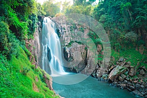 Beautiful deep forest waterfall at Haew narok waterfall