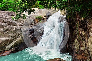 Beautiful deep forest waterfall in Thailand