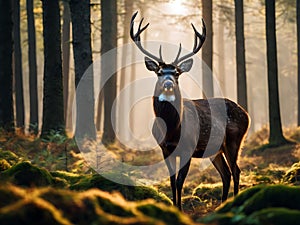 Beautiful deer in forest.