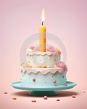 A beautiful and delicious birthday cake with candles