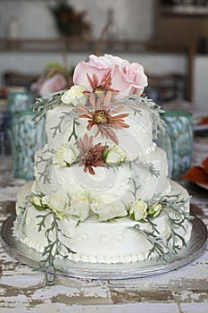 A beautiful and delicious wedding cake.