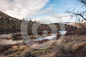 Beautiful Deschutes river landscape in cold season