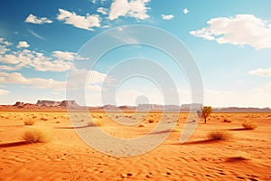 Beautiful desert landscape with sun, sand and sky.sunset in the desert