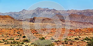 Beautiful desert landscapes of mountainous Morocco on a sunny day