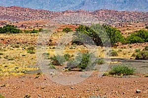 Beautiful desert landscapes of mountainous Morocco on a sunny day