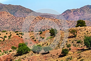 Beautiful desert landscapes of mountainous Morocco on a sunny day