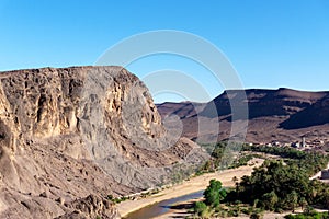 Beautiful Desert oasis landscape in Oasis De Fint near Ourzazate in Morocco, North Africa