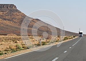 Beautiful desertic landscape in an empty road in Merzouga Morocco