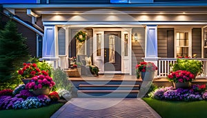 Beautiful design of the porch of the house, exterior decor of the house,