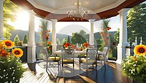 Beautiful design of the porch of the house, exterior decor of the house,