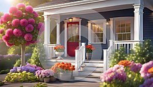 Beautiful design of the porch of the house, exterior decor of the house,