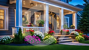 Beautiful design of the porch of the house, exterior decor of the house,