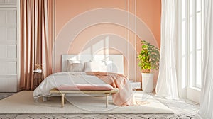Beautiful designed and apricot colored bedroom
