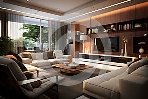 beautiful designed living room with Morden amenities realistic ai generated