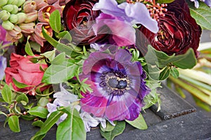 Beautiful designer bouquet of florist closeup