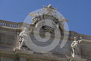 Beautiful detail of Fountain de Trevi in Rome. Italy. June 2017