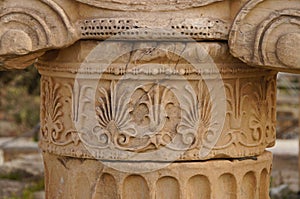 Beautiful detail of greek column in Parthenon,Athens.