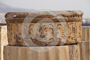 Beautiful detail of greek column in Parthenon,Athens.