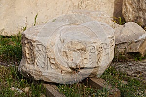 Beautiful detail of greek column in Parthenon,Athens.