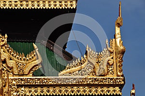 Beautiful detail ofKyaik Hwaw Wun Pagoda, Thanlyin,Myanmar.